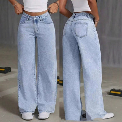 Jeans Rectos de Cintura Alta Estilo Dulce y Picante para Mujer - Image 9