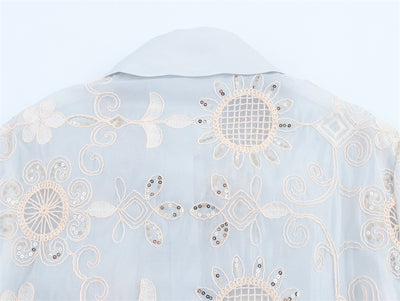 Camisa Larga Bordada con Lentejuelas y Estampado Étnico - Image 15