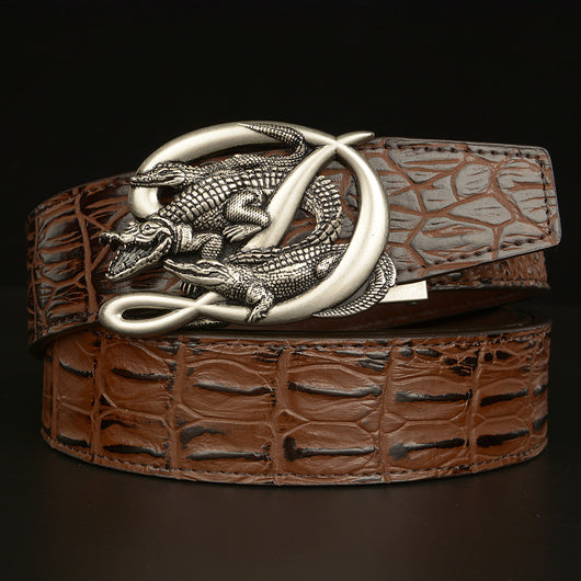 Cinturón de Cuero Genuino para Hombre con Hebilla Cocodrilo Automática - Image 12