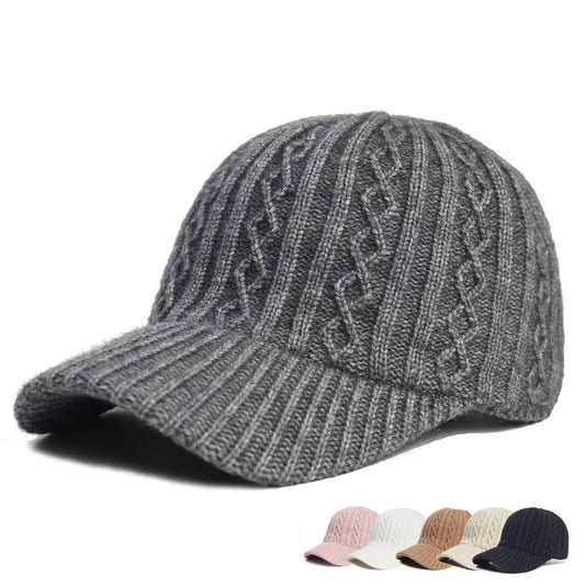 Gorra de Béisbol en Lana Tejida Coreana - Abrigo Cálido Color Sólido - Image 2