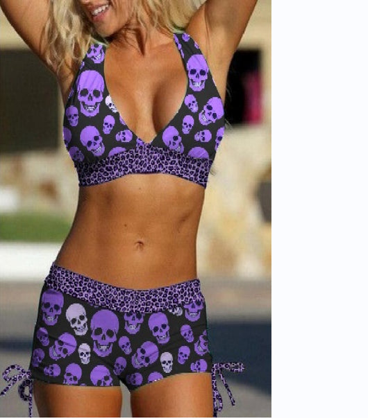 Bikini Deportivo Estampado Calavera - Traje de Baño Conservador para Playa - Image 11