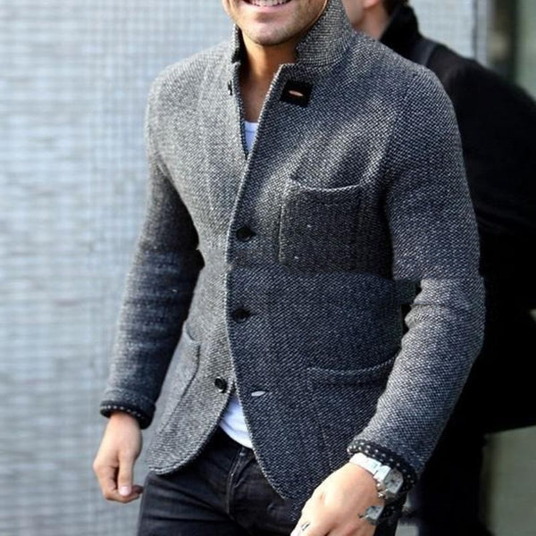 Cardigan Grueso Slim Fit Cuello Alto Cálido para Hombre