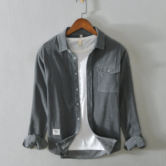 Camisa Casual Holgada de Algodón para Hombre - Diseño Moderno con Solapas y Mangas Largas - Image 11