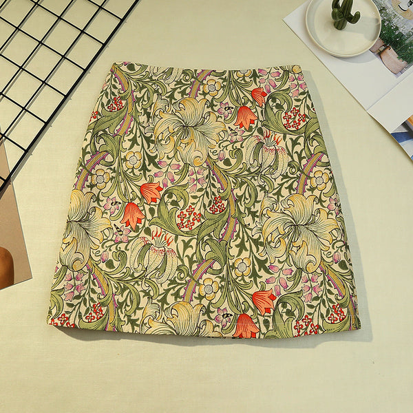 Falda A-línea Jacquard Corta de Talle Alto Verano Efecto Adelgazante Anti-brillo - Image 5