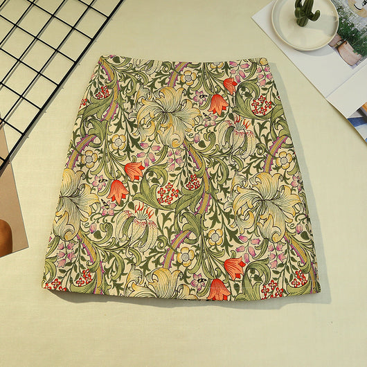 Falda A-línea Jacquard Corta de Talle Alto Verano Efecto Adelgazante Anti-brillo - Image 5