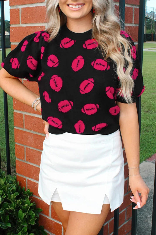 Blusa Tejida Estampada de Manga Corta para Mujer - Image 2