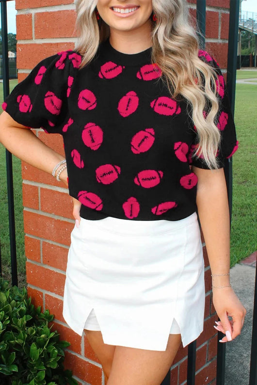 Blusa Tejida Estampada de Manga Corta para Mujer - Image 2