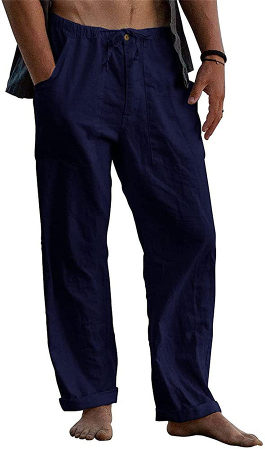 Pantalones de Lino Holgados con Cordón para Hombre - Image 4