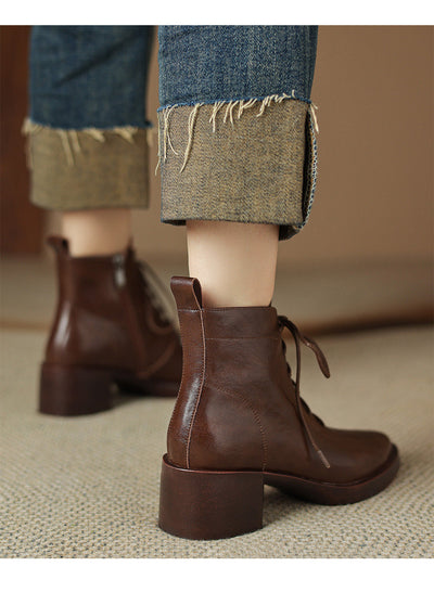 Botas Retro de Cuero Marrón con Cordones - Image 12
