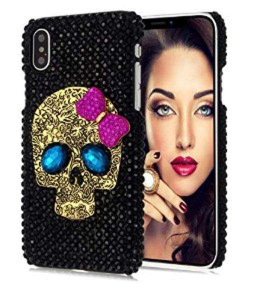 Funda Protectora para Celular Negra con Calavera y Cristales - Image 9