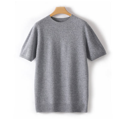 Suéter Tejido Manga Corta Hombre - Camiseta Casual Color Sólido - Image 13