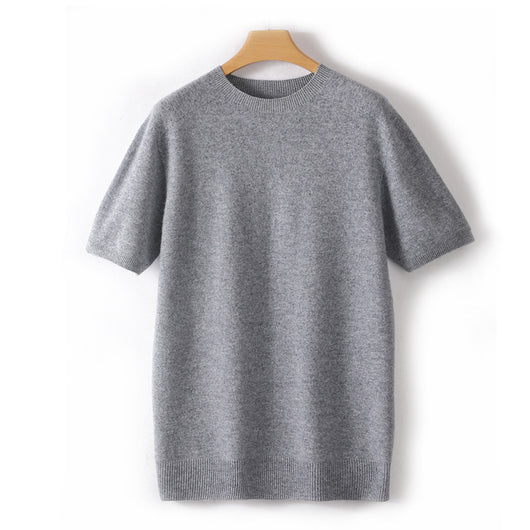Suéter Tejido Manga Corta Hombre - Camiseta Casual Color Sólido - Image 13