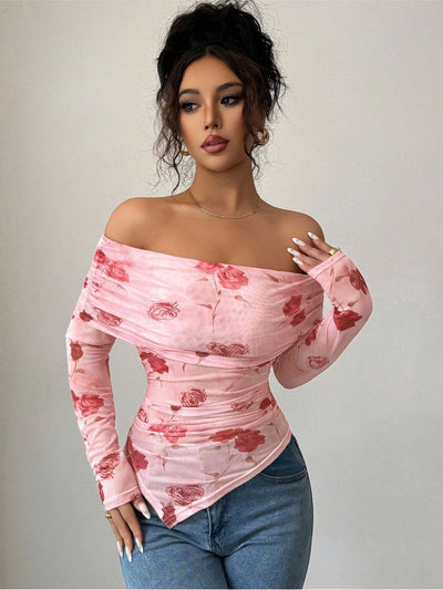 Blusa Asimétrica Ajustada con Volantes y Estampado Versátil - Image 16