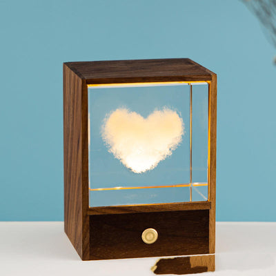 Lámpara Nocturna de Cristal con Diseño de Alce y Nubes - Caja de Madera - Image 6