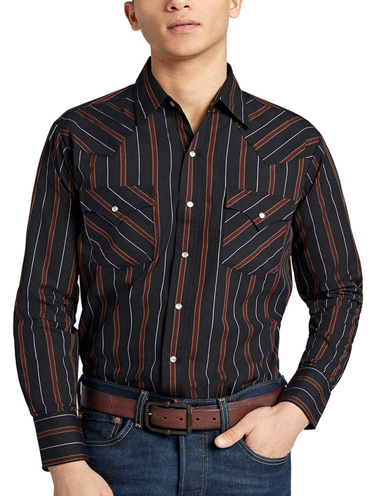 Camisa Occidental a Rayas de Manga Larga para Hombre - Image 16