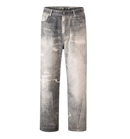 Jeans Ajustados Daddy con Desgarre y Efecto Gato Gris Claro - Image 7