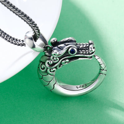 Colgante Dragón Tailandés Plata - Estilo Étnico Retro para Hombre - Image 4