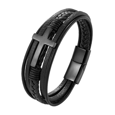 Pulsera Tejida Acero Inoxidable Dorado Negro Multicapa - Image 9