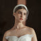 Velo Nupcial Estilo Audrey Hepburn Blanco Vintage con Cuentas y Malla Grande