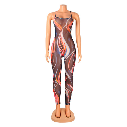 Jumpsuit Sensual de Malla Transparente con Tirantes - Image 6