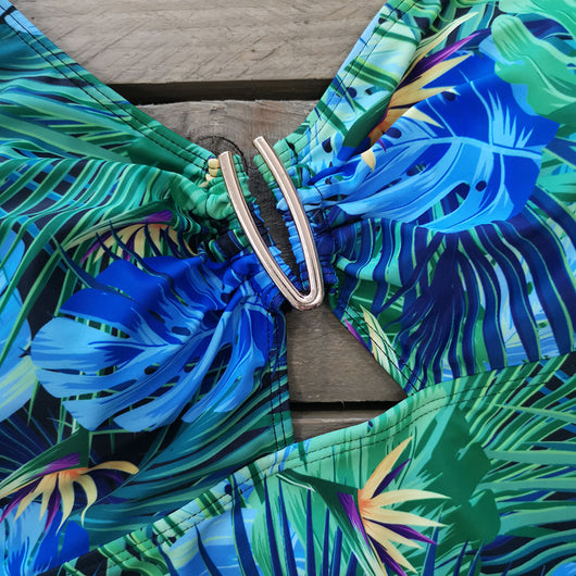 Traje de Baño Asimétrico con Volantes Estampado para Mujer - Image 13