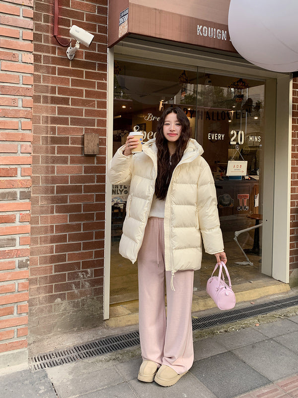 Abrigo Acolchado de Pato Blanco Largo Invierno Diseño Coreano Mujer