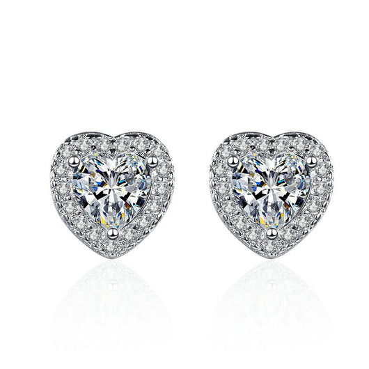 Conjunto de Aretes Corazón con Diamantes de Simulación Premium - Image 2
