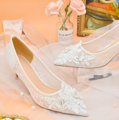 Zapatos de Novia con Encaje Blanco Floral - Image 13
