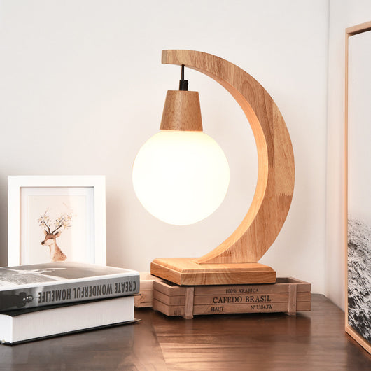 Lámpara de Mesa LED Nórdica en Madera Natural