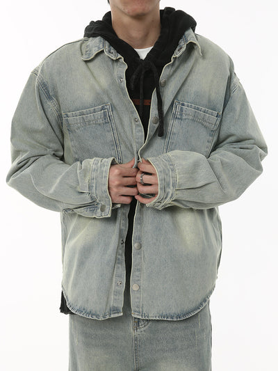 Conjunto de Camisa y Pantalón Oversized Lavado Desgastado en Blanco - Image 13