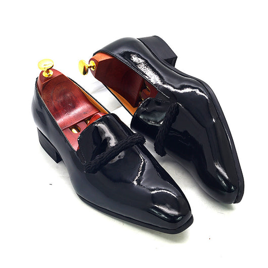 Mocasines Formales de Cuero Charol Negro Punta Aguda para Hombre - Image 14