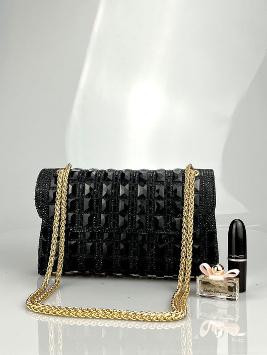 Clutch de Cristal Brillante con Cadena de Strass - Image 15