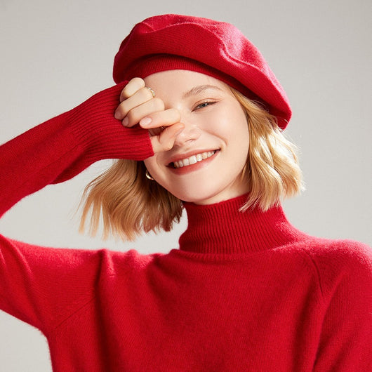 Gorro de Cachemira Grueso para Mujer - Calidez y Elegancia en Colores Sólidos