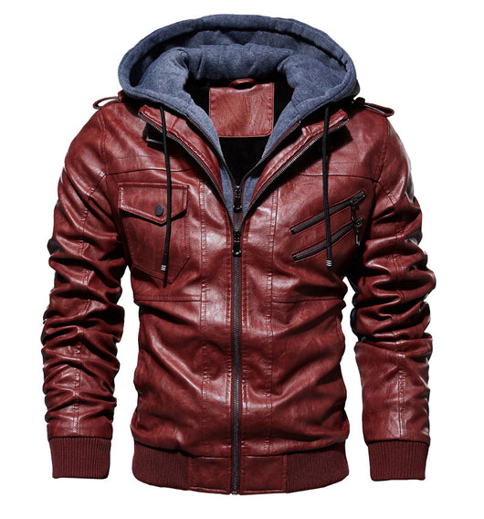Chaqueta de Cuero PU con Capucha para Hombre - Image 18