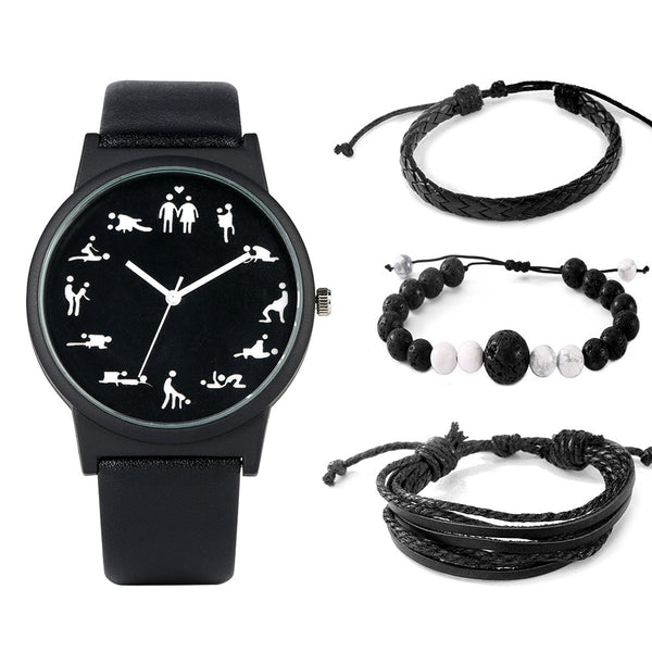 Conjunto de Regalo Reloj de Moda para Hombre con Pulsera Cuarzo