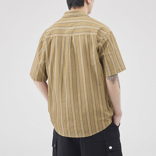 Camisa de Verano Seersucker a Rayas para Hombre - Image 3