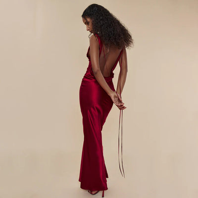 Vestido Largo de Gala con Encaje y Cordones para Mujer - Image 4