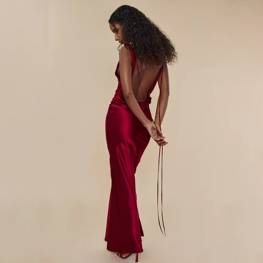 Vestido Largo de Gala con Encaje y Cordones para Mujer - Image 4