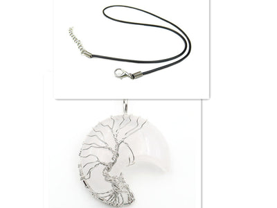 Collar Artesanal con Cristal Natural, Árbol de la Vida y Luna - Image 12