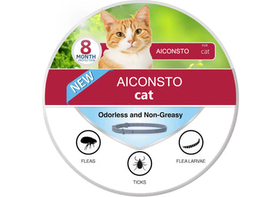 AICONSTO small dog insect repellent collar, gray, offering 8-month protection against fleas, ticks, lice, and flea larvae. - Image 8