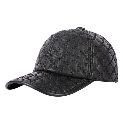 Gorra Cuadriculada Coreana en Cuero de Oveja Genuino para Hombre - Image 5