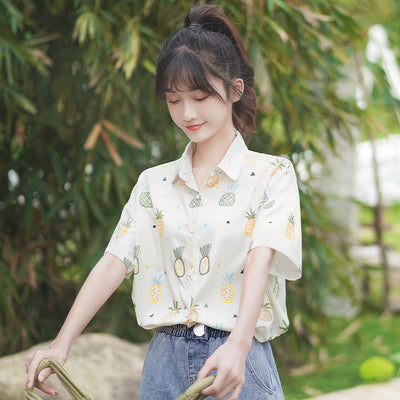 Blusa Floral Estilo Hong Kong - Camiseta Holgada de Chifón para Estudiante - Image 4