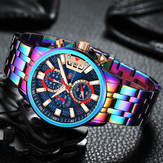Reloj de Cuarzo Personalizado Resistente al Agua con Esfera de Color Mágico