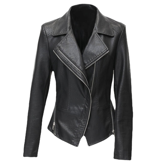 Chaqueta de Cuero Corta Slim Estilo Coreano para Mujer - Image 5