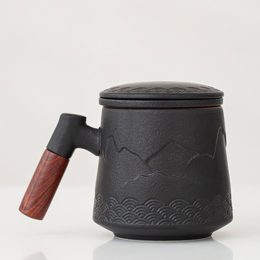 Taza Cerámica Ola del Océano con Asa de Madera y Tapa - Image 11