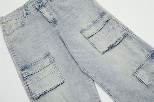 Overol Denim Claro para Hombre con Múltiples Bolsillos y Corte Recto Ancho - Image 15
