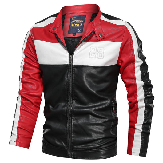 Chaqueta de Cuero para Motocicleta con Cuello Alzado - Image 11