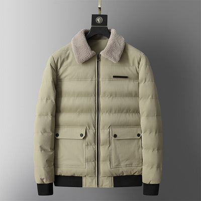 Abrigo Acolchado Cálido con Cuello de Piel para Hombre - Image 2