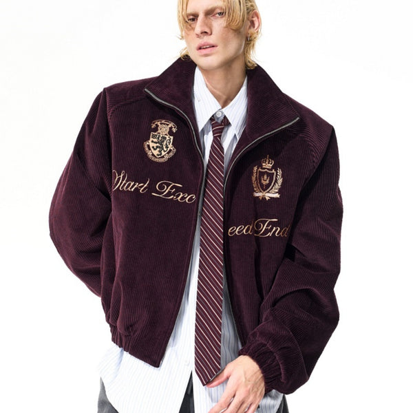 Chaqueta de Cuello Alto con Bordados Nobles para Hombre - Otoño e Invierno