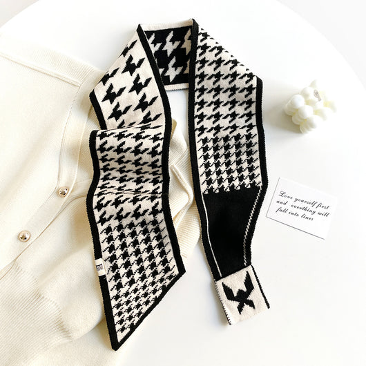 Bufanda Tejida Cuadros Houndstooth Elegante y Versátil - Image 18